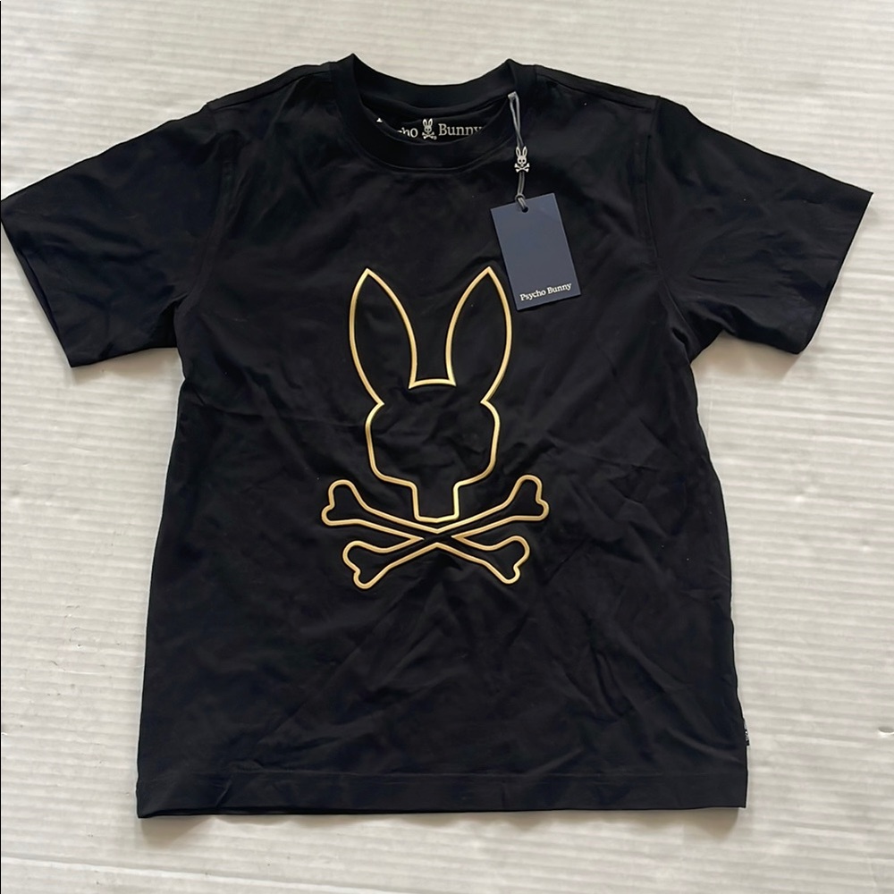 NWT Psycho Bunny Black T-Shirt with Gold Logo Large